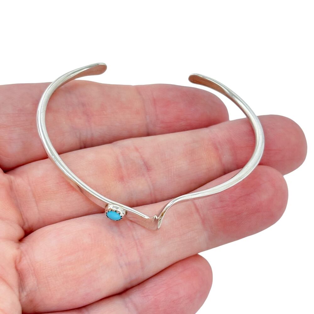 Vintage Sterling Silver 925 Turquoise Cuff Bracelet 6.5"